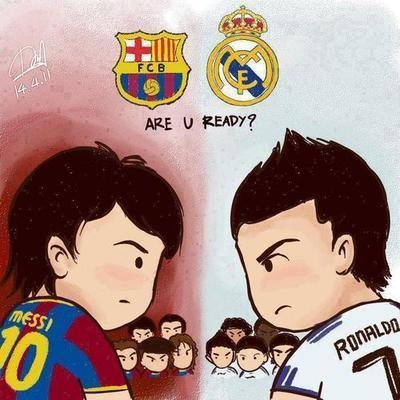 Biếm họa Messi và Ronaldo sẵn sàng cho El Clasico.
